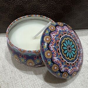 Fruit Loops Decorative Purple Patterned Tin Candle - Scented Home Accent